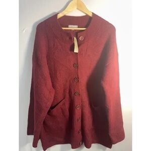 J.Crew Women's Burgundy Button-Up Sweater